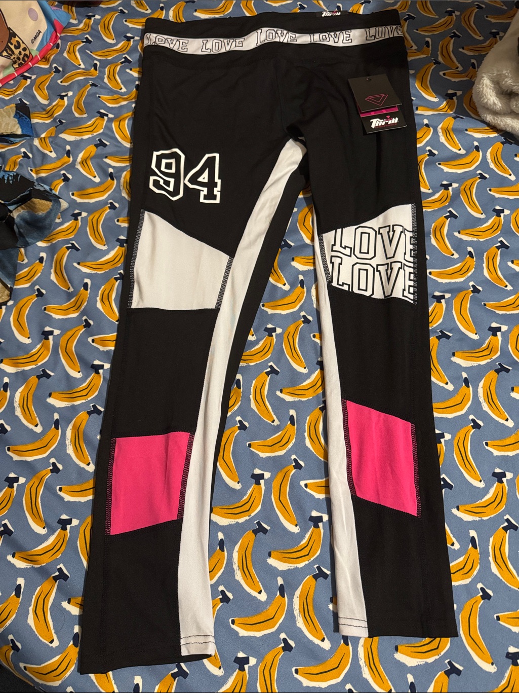 Thrill Performance Ladies Active Black Pink White Athletic Leggings Size Xl